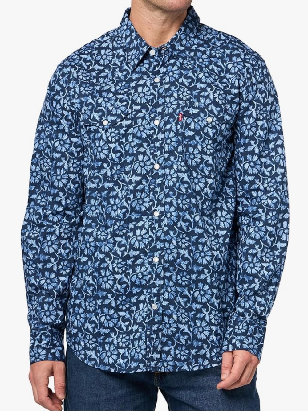 Levi’s Men's Malcolm Floral Dress Blue Large Western Shirt